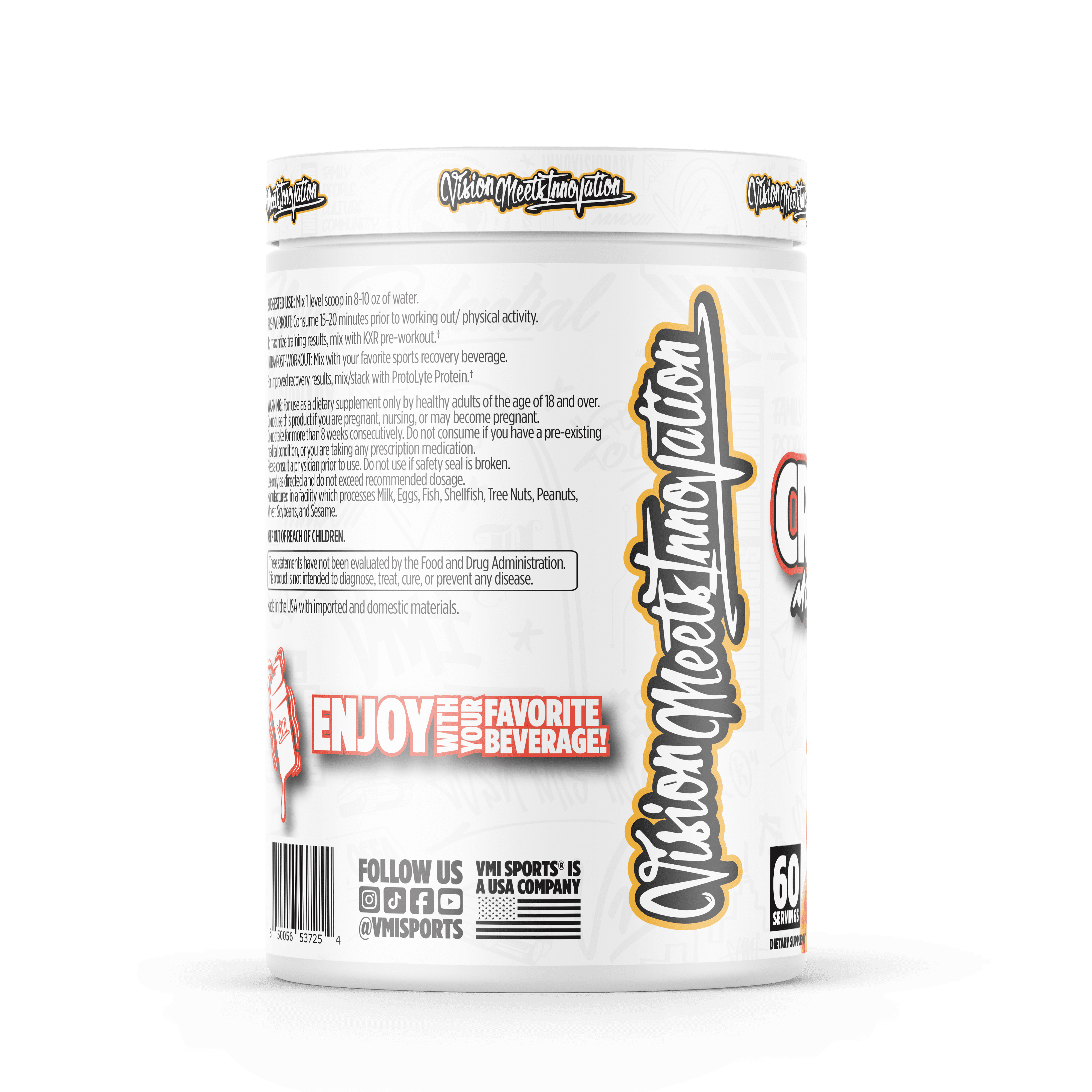 VMI Sports Creatine Monohydrate Powder Muscle Mass – Strength – Size – Power | 5 Grams per Serving (60 Servings, Peach Mango Rings)