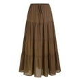 thumbnail image 4 of MIXUE Skirts For Women Summer Solid Color Elastic High Waist Swing Loose Splicing Maxi Skirt Outwear,Brown,M, 4 of 4