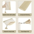 thumbnail image 3 of Muka 2 Pack Cosmetic Bag with Tasseled Zipper Pull, Linen Makeup Bag with Gold PU Leather, 3 of 7