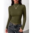 thumbnail image 3 of Zeagoo Long Sleeve Shirts for Women Ribbed Slim Fit Tops Lettuce Trim Mock Neck Summer Fall Basic Tee, 3 of 6