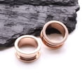 thumbnail image 3 of A Pair of Rose Gold PVD Steel Screw-Fit Ear Gauge Tunnel Plug, 3 of 3