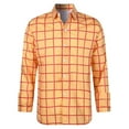 thumbnail image 2 of CUZIBR Girls Tops Plaid Long Sleeved Button Down Shirts Turndown Collar Classic Loose Plus Size Blouse Casual Comfy Dailywear,Orange,11-12 Years, 2 of 6
