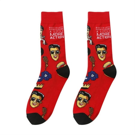 

Casual Sports Crew Socks Novelty Cartoon Print Socks for Men Father Holiday Gift