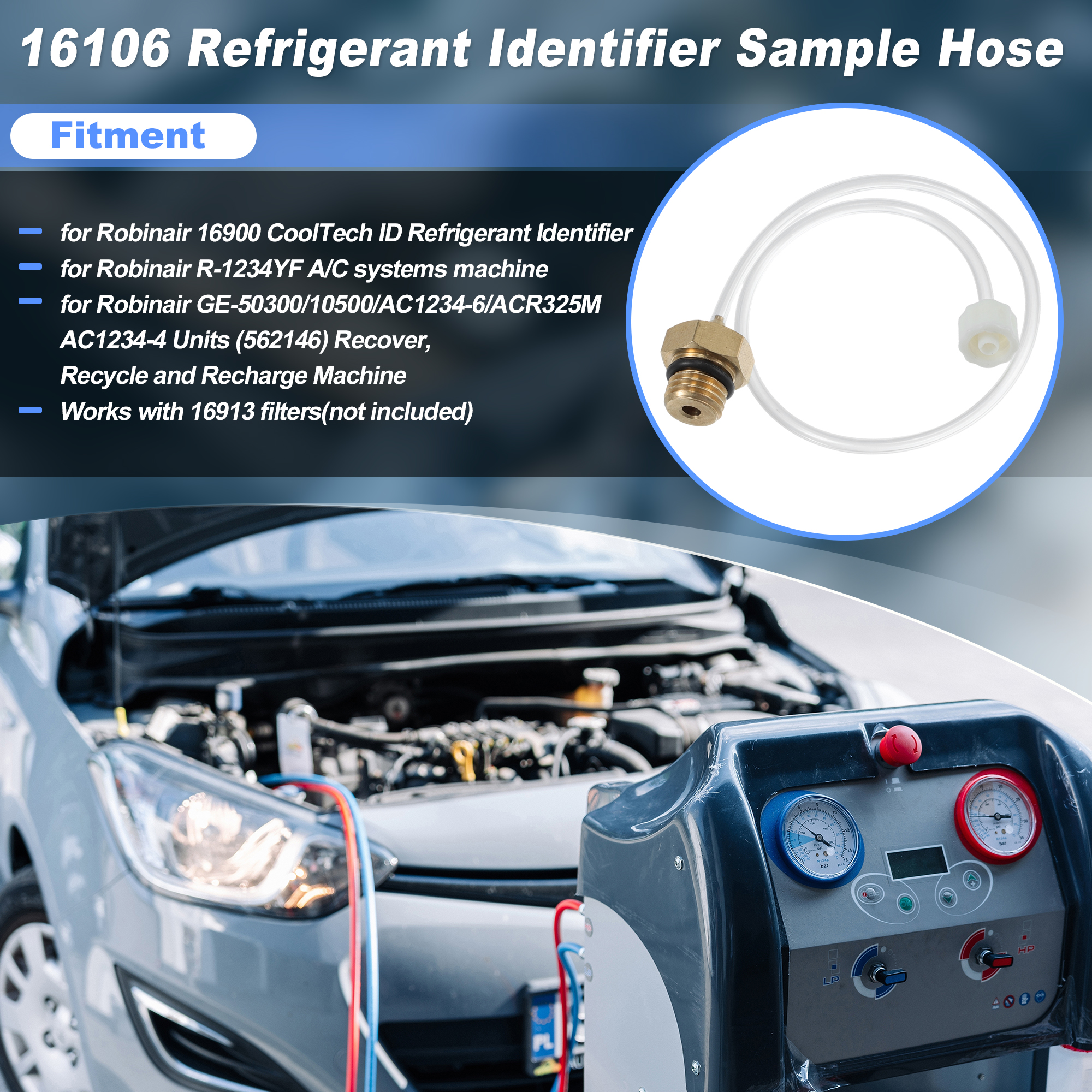 Unique Bargains 16106 Refrigerant Identifier Hose for Robinair 16900 R-1234YF AC