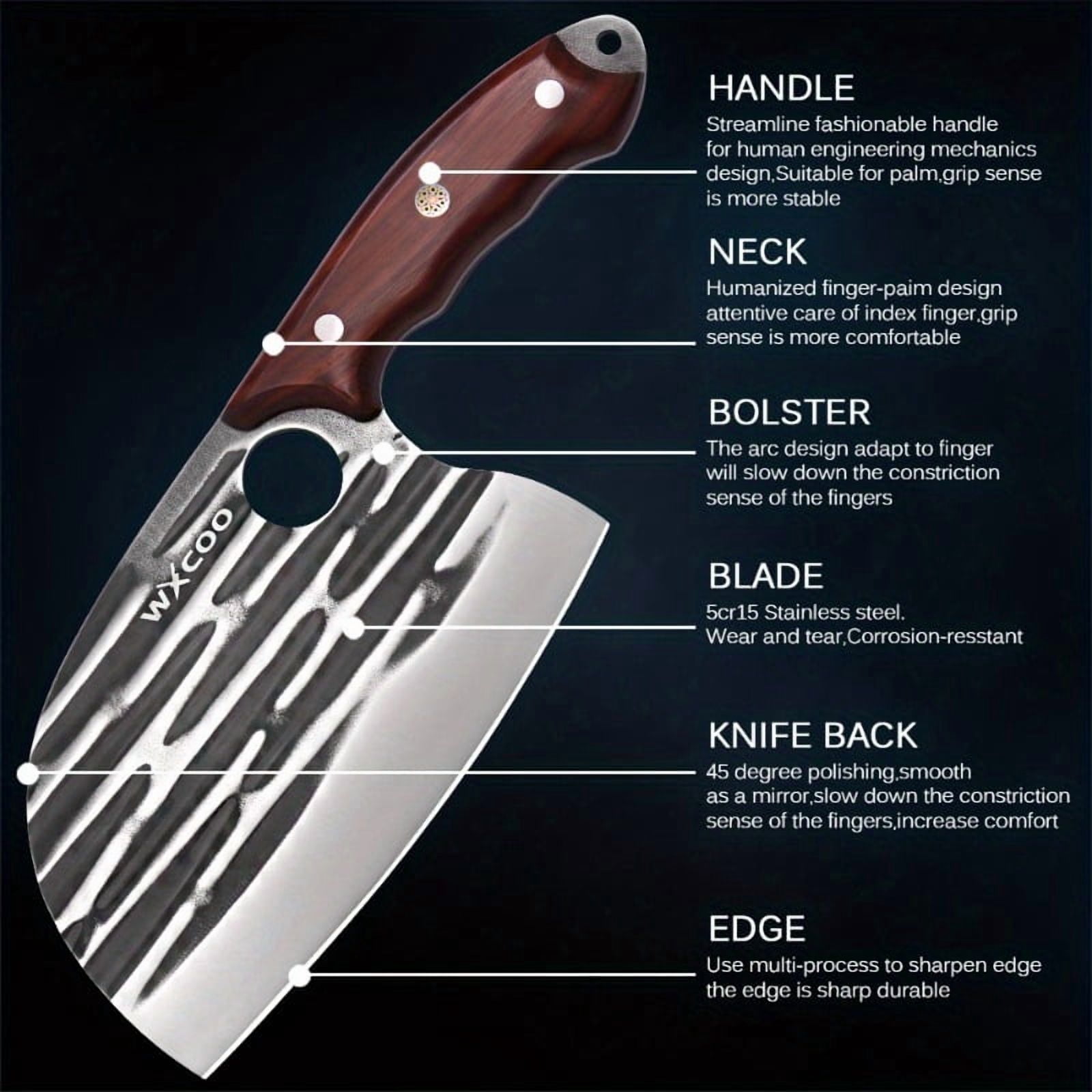 1/3PCS High Carbon Steel Boning Knife with Knife Sheath Handmade Forged Knife Utility Knife Sharp Edge for Cooking Kitchen Chef Fruit Vegetable Fish Meat Peeler Barbecue Multipurpose Chef Knife