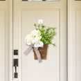 thumbnail image 2 of Colgador De Puerta De Hortensia Color Crema, Cesta De Flores Para Puerta Delantera Exterior, 2 of 5