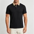 thumbnail image 3 of Rrxhxhs Golf Shirts for Men Summer Fashion Contrast Collared 2-Button Short Sleeve Leisure Thin Ice Silk Business Casual Tops,L, 3 of 4