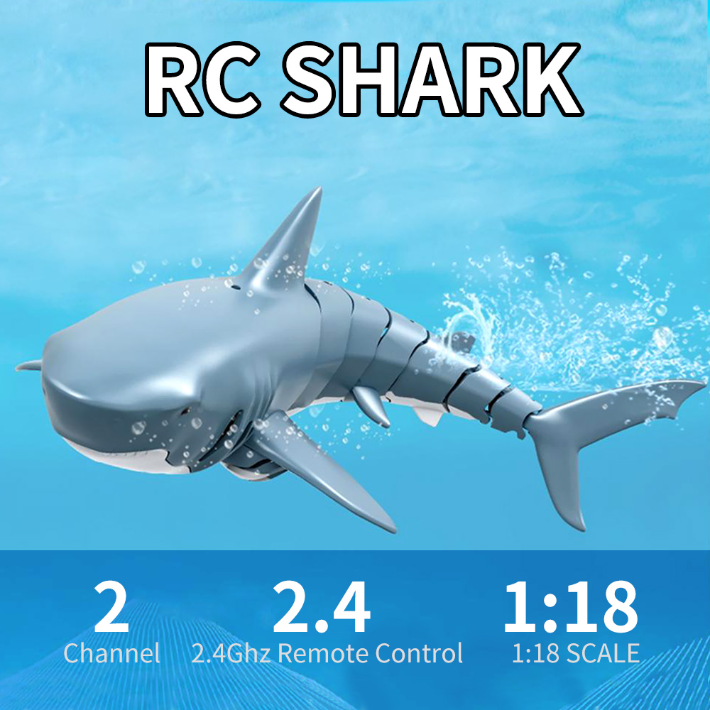 Mini Rc Shark Toy Underwater 2 4g 2ch Electric Rc Racing Boat Spoof Pooltoy Boats Watercraft Rc Model Vehicles Kits Toys Hobbies