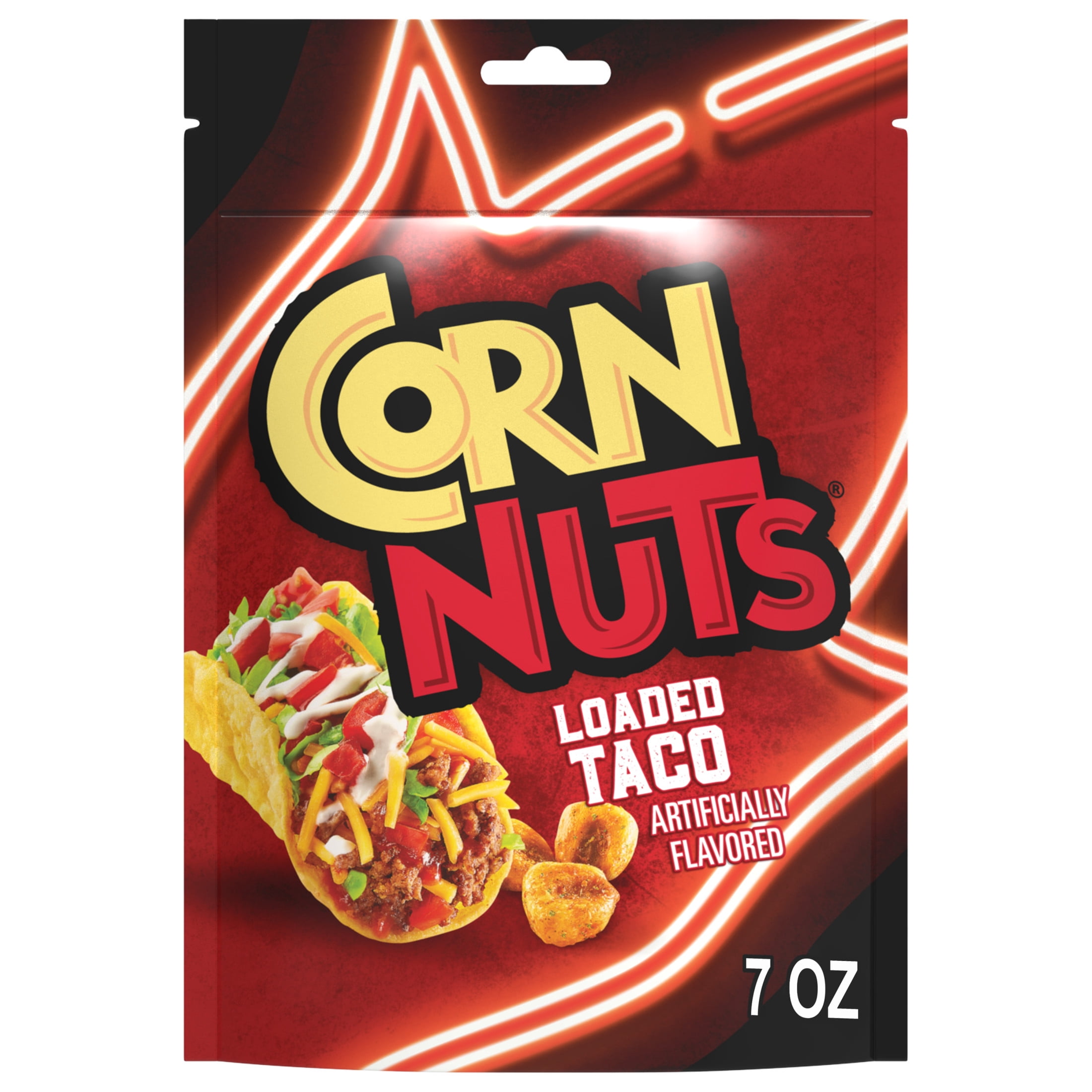 (2 pack) CORN NUTS Loaded Taco Flavor Plant-Based Snack, 7 oz  Plastic Bag