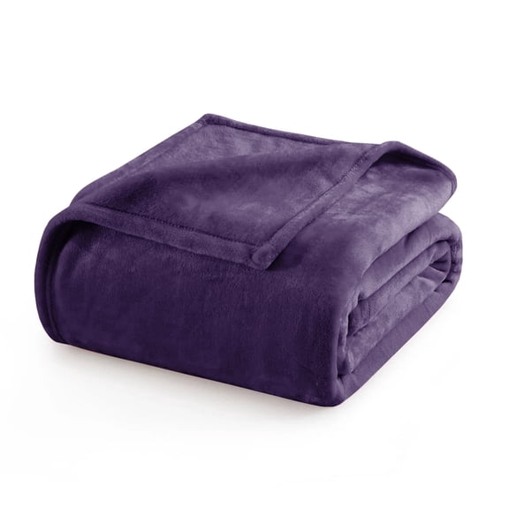 IR Imperial Rooms Fleece Bed Throw Blanket, Plush, Travel and Couch Fuzzy, Cozy Washable Ultrasoft Queen Size Purple