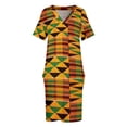 thumbnail image 3 of Vestido de verano holgado con bolsillos para mujer traje de playa con estampado africano de Kente auténtico diseño de Ghana, 3 of 6