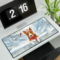 thumbnail image 3 of Playful Basenji Welcomes Winter Snowy Day with Cardinal Bird Desk Mat Full Keyboard Mouse Pad African Barkless Dog Lover Large Mousepad - 2017, 3 of 5