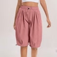 thumbnail image 5 of Taqqpue Womens Bermada Shorts Straight Wide Leg Shorts Ladies' Summer Casual Solid Color Five Quarter Belt Pocket Plus Size Shorts for Women, 5 of 9