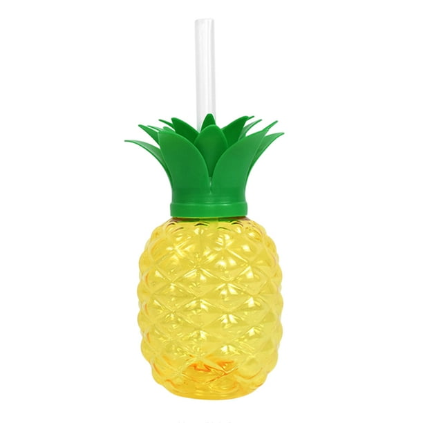 Copa De Fiesta De Verano Hawaiana 3/6 piezas 500ml vaso para beber con forma de piña/fresa con pajita para fiestas (1 piña)