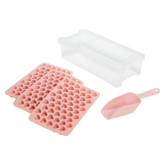 Juego de bandejas para minicubitos de hielo Paris Hilton con forma de corazón, 6 piezas, color rosa