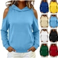 thumbnail image 2 of Oksale Womens Cold Shoulder Hoodies with Pocket Cozy Long Sleeve Sweatshirt Pullover Moisture Wicking Fall Outfits Black S, 2 of 7