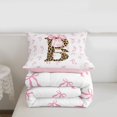 thumbnail image 5 of Erosebridal Initial Alphabet B Queen Comforter Set,Princess Bowknot Wild Cheetah Pattern Bedding Comforter Set For Bowtie Girls, Reversible 3pcs, 5 of 7
