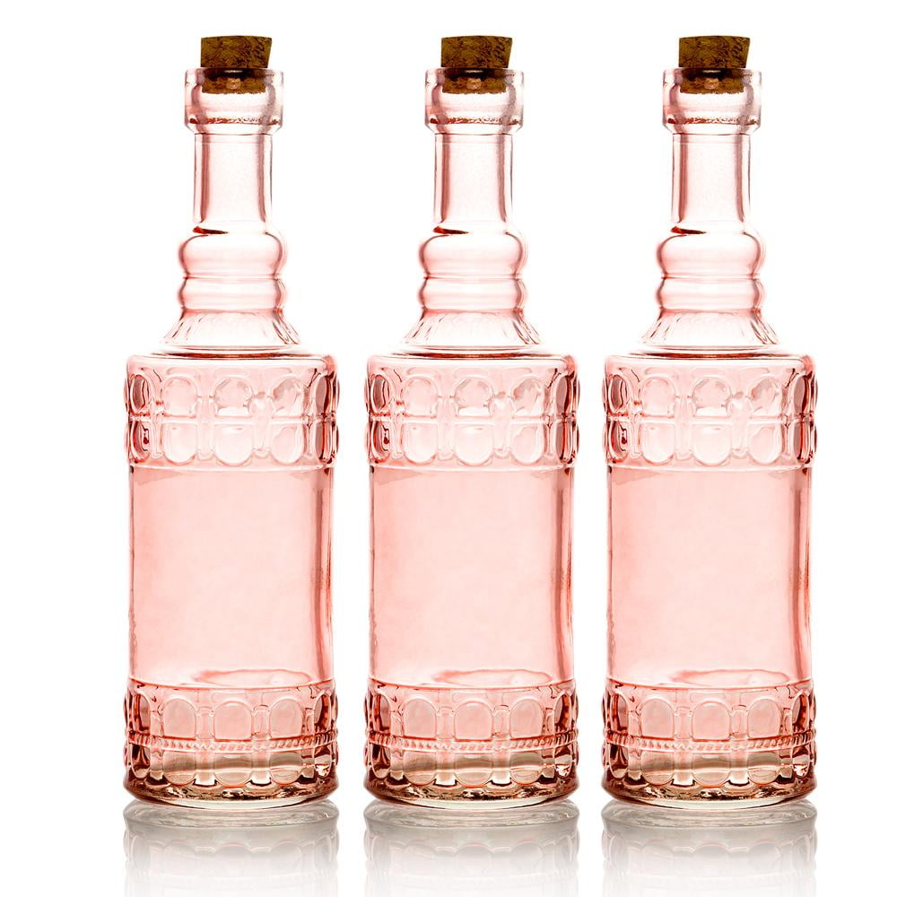 BULK PACK (3) Calista Vintage Pink Vintage Glass Bottle Wedding Flower
