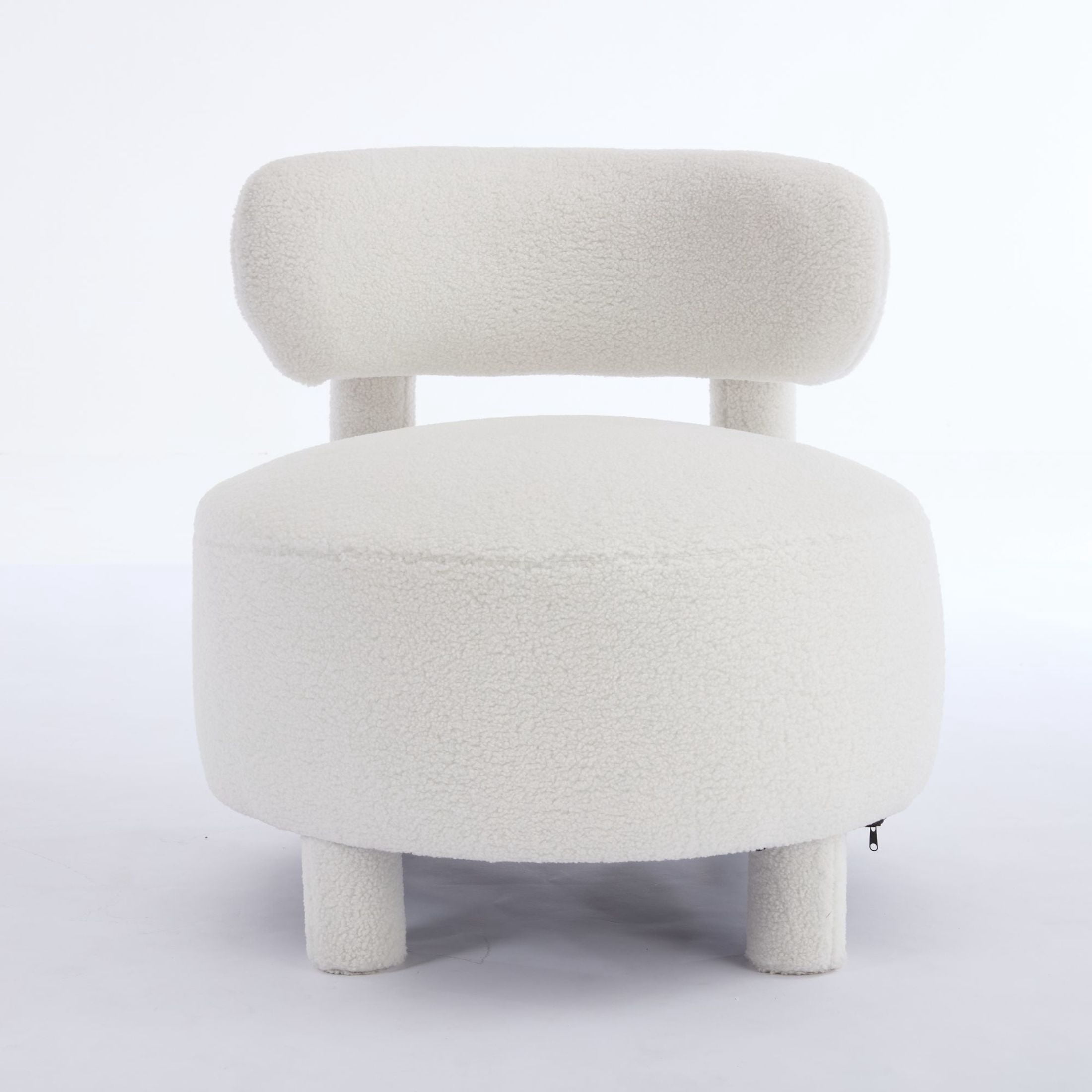 Noble House Dorell Teddy Upholstered Dining Chair, Wooden Frame Reading Side Chair with Curved Backrest, White