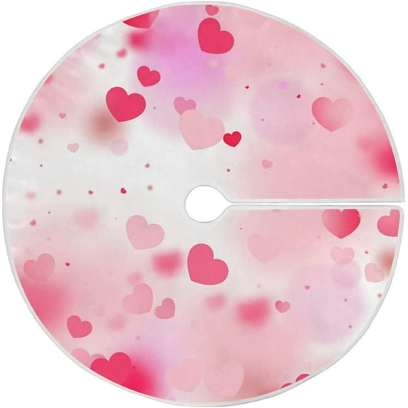 FMSHPON Valentine's Day Romantic Love Hearts Xmas Christmas Tree Skirt Stand Mat for Holiday Party Decoration Indoor Outdoor 48 inches