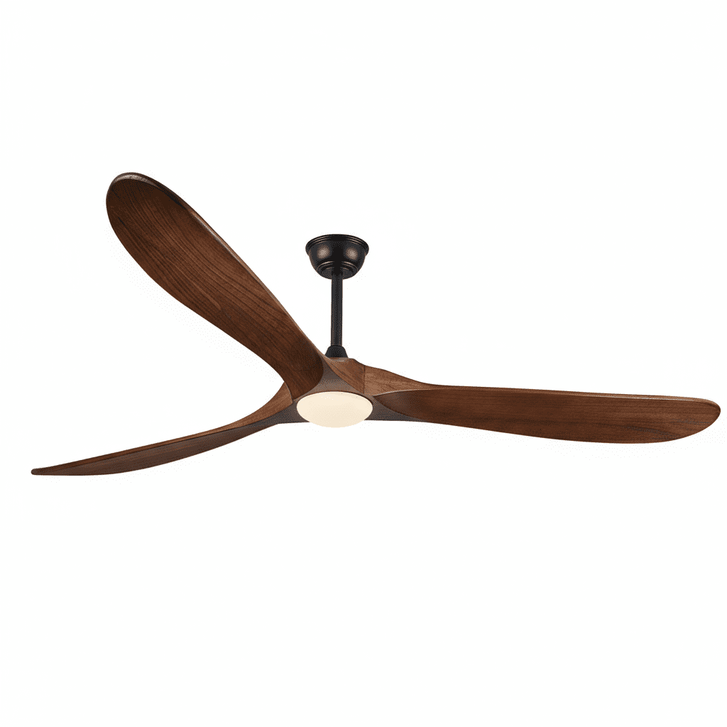 72" 3-Blade Ceiling Fan with Light & Remote – 6-Speed High CFM Quiet DC Motor, Solid Walnut Wood Blades, Indoor/Outdoor/Patio (Coastal/Farmhouse)