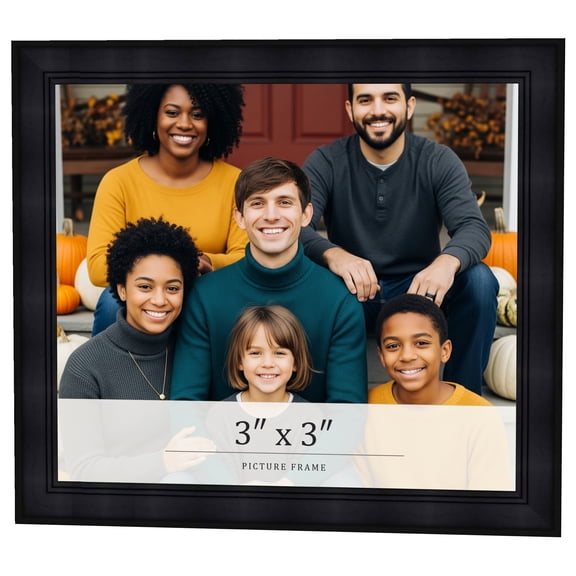 3x3 IN Frame Black Passaggi Solid Wood Picture Frame Width 1.5 Inches | Interior Frame Depth 0.5