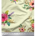 thumbnail image 1 of Soimoi Satin Silk Fabric Leaves & Anemone Flower Printed Craft Fabric by the Yard 42 Inch Wide, 1 of 1