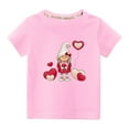 thumbnail image 2 of Lilgiuy Toddler Boys Girls Valentine's Day T-Shirt Unisex Solid Color Short Sleeve Lightweight Tees Love Heart Gnome Kids Tops for 3-10 Years (Pink), 2 of 5