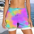 thumbnail image 6 of Mifsaly Womens Athletic Shorts with Liner 2 in 1 Tie-Dye Print Double Layer Running Shorts High Waisted Workout Gym Yoga Biker Shorts Purple,XXL, 6 of 6