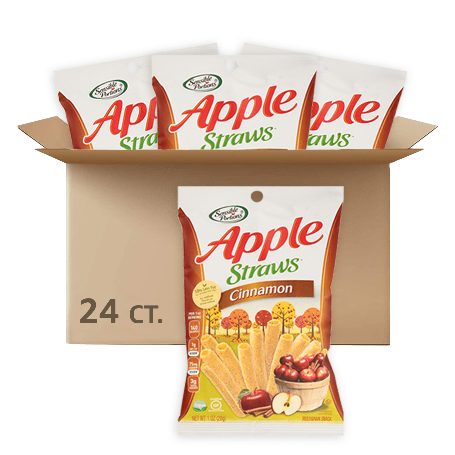 Sensible Portions Vegan Cinnamon Apple Straws, 1 oz, 24 Count MultiPack