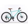 thumbnail image 3 of 700C Road Bike, Mens and Womens Hybrid Bike with Lights, Step-Through Frame or Step-Over, Drivetrain 7 Speeds Road Bicycle for Adult, 3 of 6