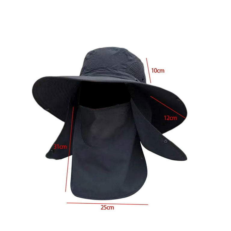 Fishing Hats For Men & Women With Face Covering Wide Brim Beach Sun Hat  Mesh Safari Hunting Gardening Bucket Hat Packable-black