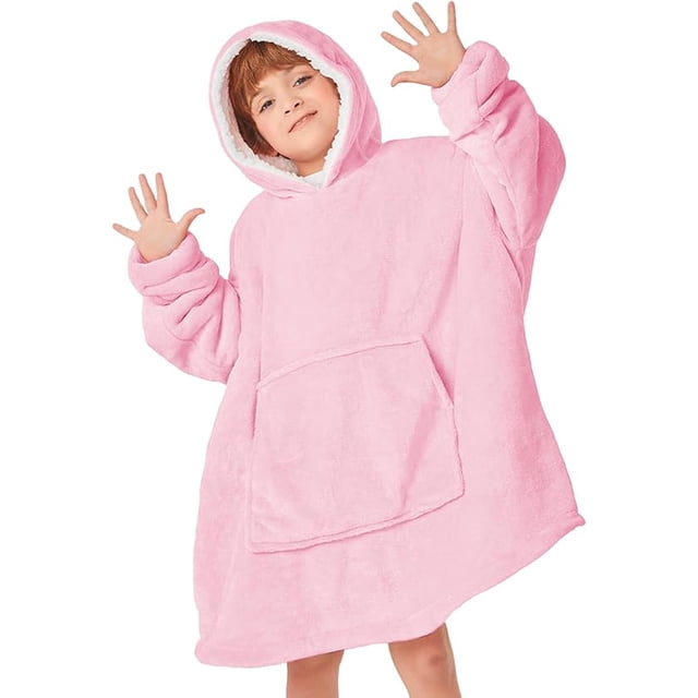 Sudadera Cobija Bluelander para Niño o Niña, Unisex, Capucha con Borrega y Mangas, Rosa