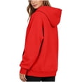 thumbnail image 3 of Hxshgdsn Pullover Hoodies for Women Oversized Fit Long Sleeve Drawstring Hooded Plain Sweatshirt with Pocket, Red S, 3 of 7
