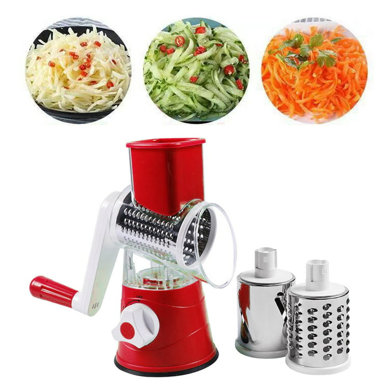Ourokhome Rotary Cheese Grater Shredder - 5 Blade Drum Vegetable Slicer  Potato Wavy Cutter with a Peeler and a Cleaning Brush (Green)…