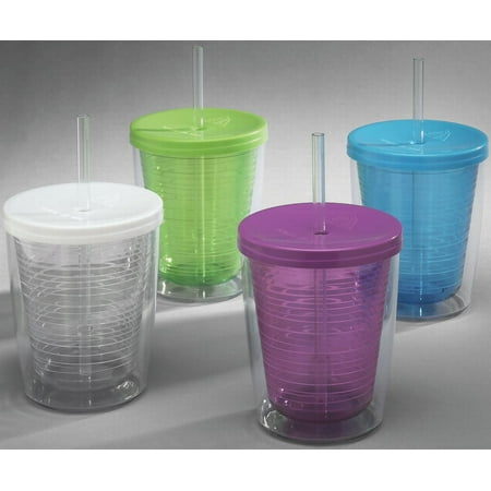 UPC 070652000048 product image for Arrow Plastic 00004 Double-Wall Tumbler With Lid-Straw, 14 oz | upcitemdb.com