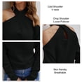 thumbnail image 4 of Chandail à Manches Longues, Femmes V Pull Col Froid Pull Épaule Chandail de Couleur Pure Fonctionnalité Intelligente, 4 of 5