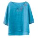 thumbnail image 4 of Camiseta de manga 3/4 con cuello en V bordado de cáñamo y algodón suelto estilo retro para mujer Fridja  hj689, 4 of 9