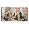 thumbnail image 2 of Designart "Vintage Collage Paris Chronicles VII" City Paris Wall Art Set Of 3 - Paris Black Gallery Set For Office Decor, 2 of 6