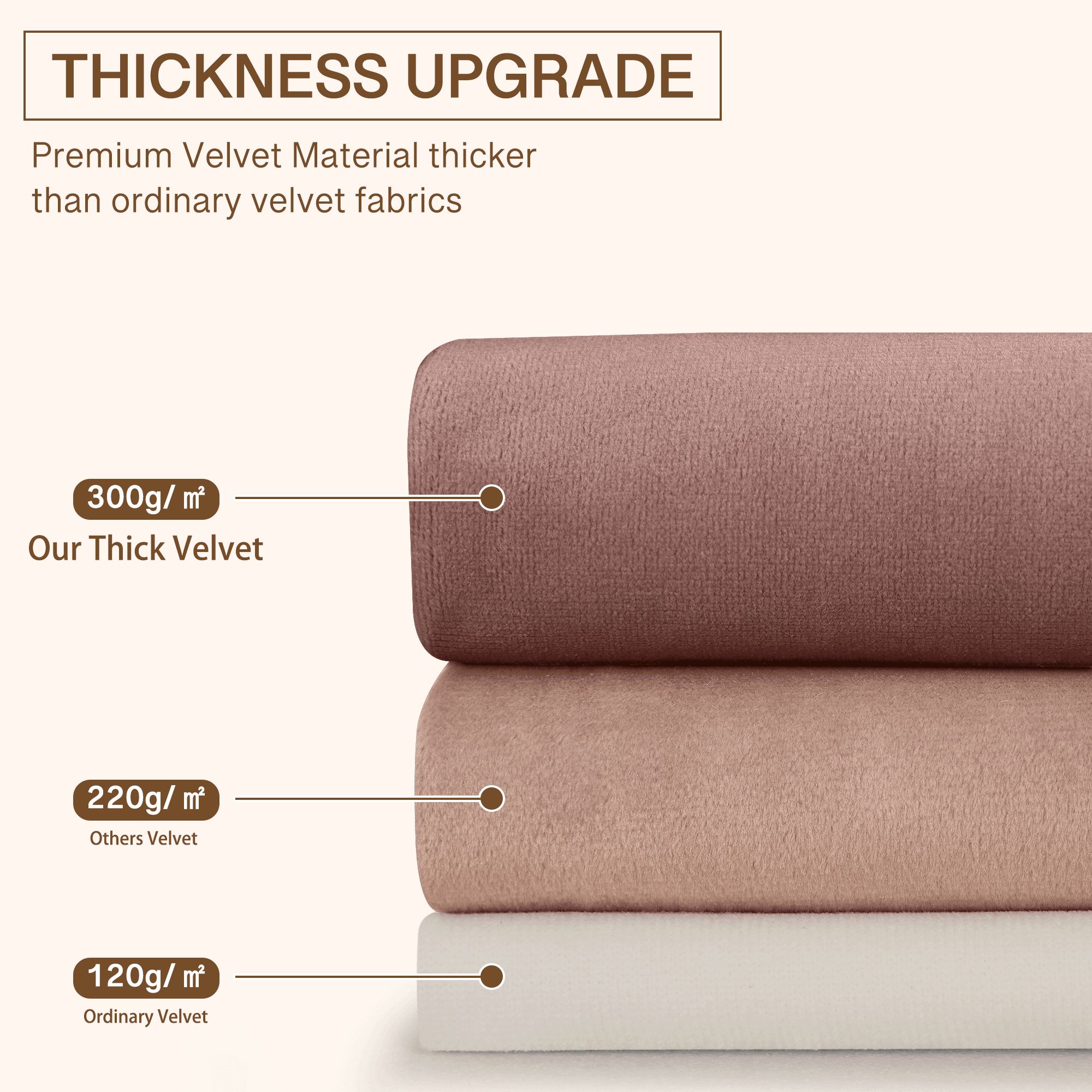 StangH Velvet Curtains for Sliding Door - 108 inches Long Velvet Drapes Light Blocking Curtains for Nursery/Dining Room, Blush Beige, 52 x 108 inches, 2 Panels