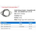 thumbnail image 2 of Outlet Exhaust Gasket - Compatible with 2008 - 2013 INFINITI G37 3.7L V6 2009 2010 2011 2012, 2 of 2
