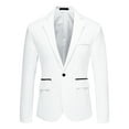 thumbnail image 1 of Chaqueta de vestir para hombre, ajustada, ligera, con un botón, traje de negocios, abrigo deportivo blanco M, 1 of 6
