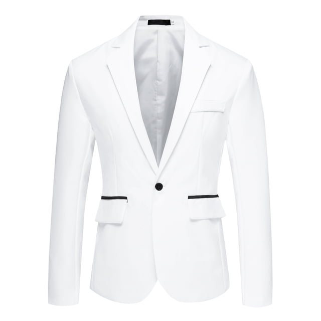 Chaqueta de vestir para hombre, ajustada, ligera, con un botón, traje de negocios, abrigo deportivo blanco M