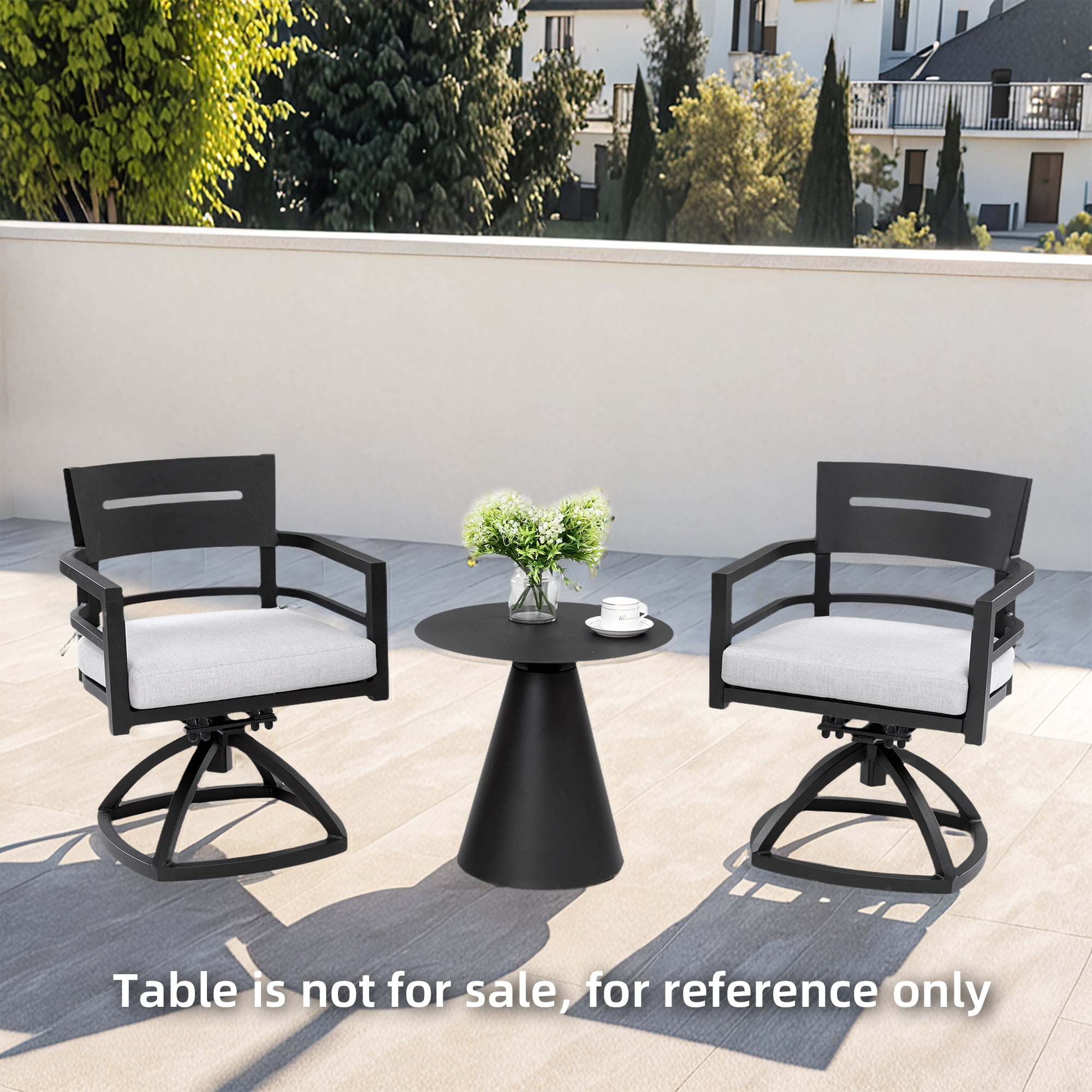 Outdoor Patio Aluminum Swivel Rocker Set of 2 with Outdoor Grade Fabric Cushions for Garden Deck Patio, Ember Black