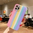 thumbnail image 2 of Étui Arc-en-Ciel Mignonne Compatible avec iPhone, Silicone Liquide Coloré Protection Complète Antichoc pour Femmes et Filles (iPhone 12mini, Rose), 2 of 7
