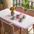 thumbnail image 3 of Valentine's Day Table Cloths for 3 Foot Rectangle Tables, Pink Bows Romantic Love Heart Checkered Patio Waterproof Elastic Fitted Tablecloths, Washable Rectangular Table Cover for Camping, 3 of 8