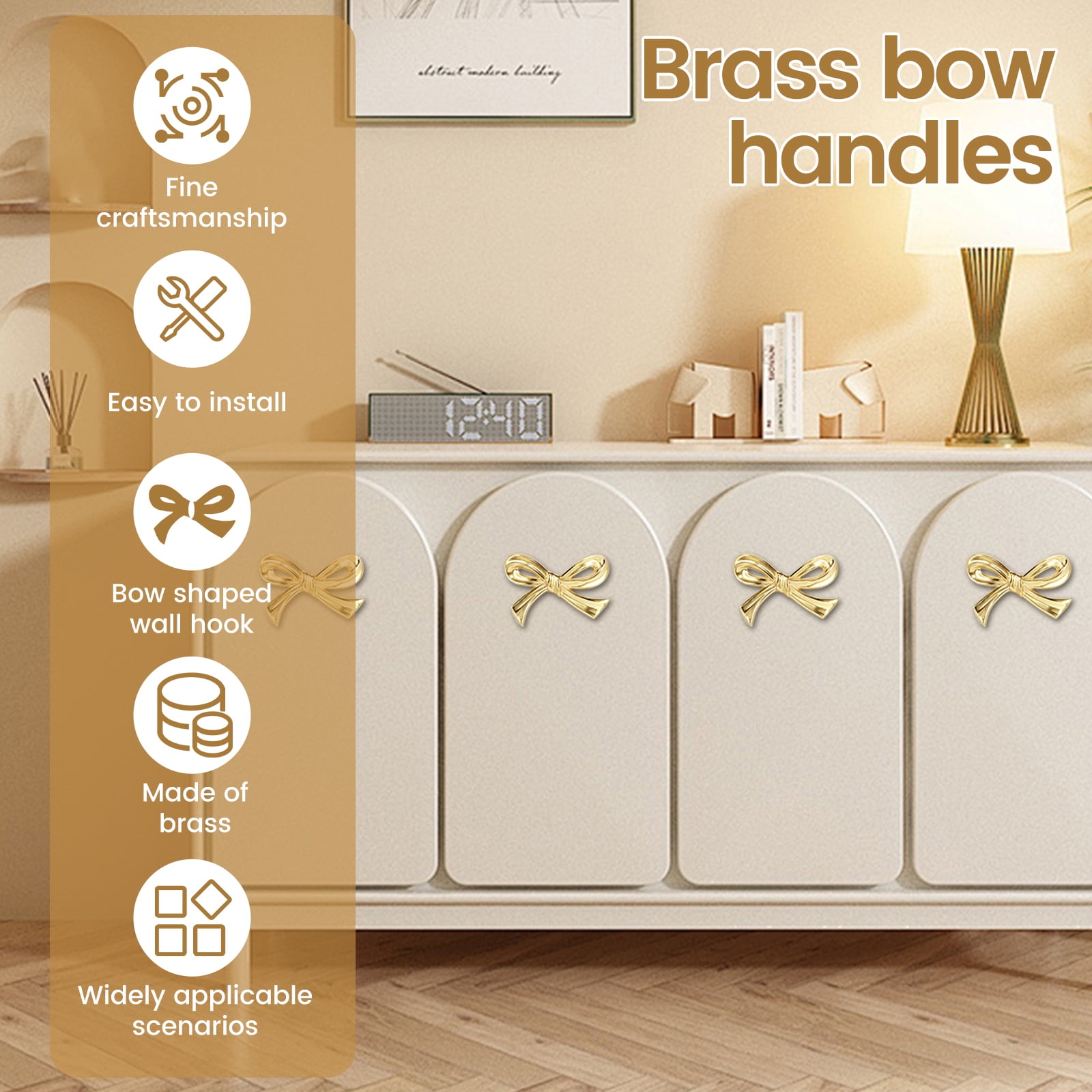 12PCS Bow Drawer Knobs Solid Brass Bow Cabinet Knob Compact Bow Drawer Pulls Decorative Bow Cabinet Pulls Elegant Bow Cabinet Handle Beautiful Bow Furniture Knobs for Home