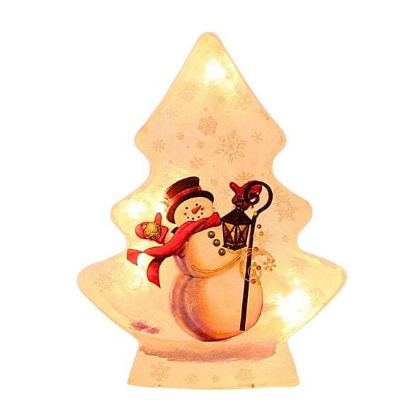 Stony Creek 8.50In Jolly Snowman Christmas Tree, Glass, Snow Electric Winter Grh0263 Light Post
