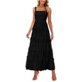 thumbnail image 1 of Vestido PRETTYGARDEN de verano para mujer, sin mangas, de tul con volantes, negro, 1 of 9