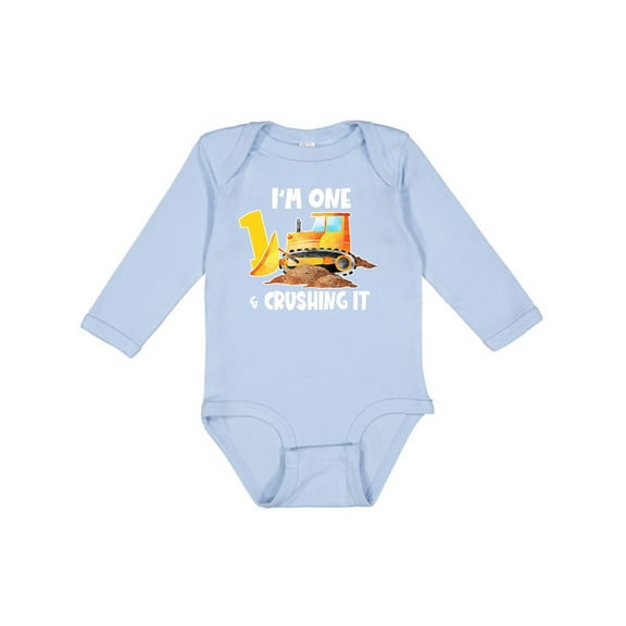 Inktastic I'm 1 and Crushing It Construction 1st Birthday Boys or Girls Long Sleeve Baby Bodysuit